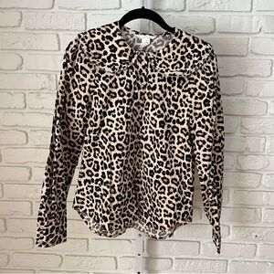 H&M Leopard Print Button-Front Blouse XS